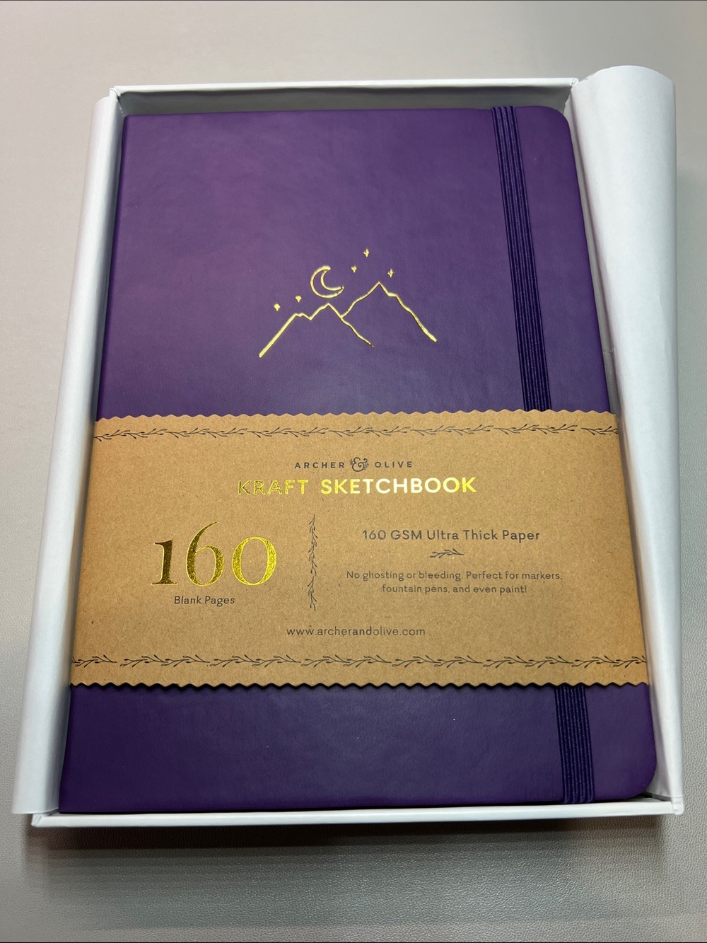 Archer & Olive Purple Kraft Sketchbook - 160 Blank Pages
